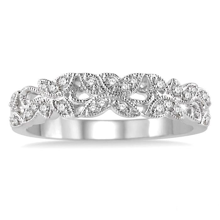 1/6 Ctw Round Cut Diamond Wedding Band in 14K White Gold