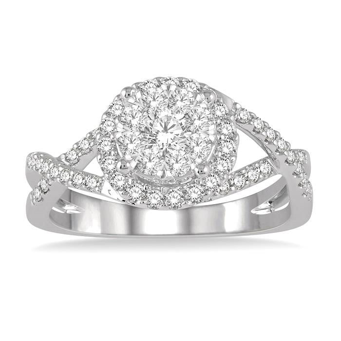 Round Shape Halo Shine Bright Diamond Engagement Ring