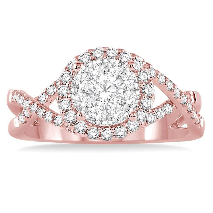 Round Shape Halo Shine Bright Diamond Engagement Ring