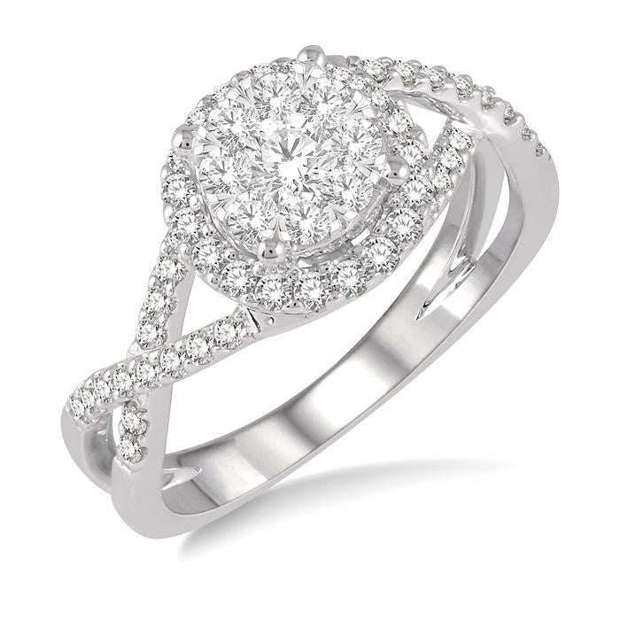 3/4 Ctw Shine Bright Round Cut Diamond Engagement Ring in 14K White Gold