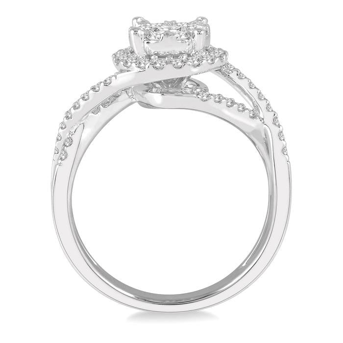 3/4 Ctw Shine Bright Round Cut Diamond Engagement Ring in 14K White Gold