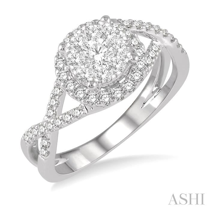 3/4 Ctw Shine Bright Round Cut Diamond Engagement Ring in 14K White Gold