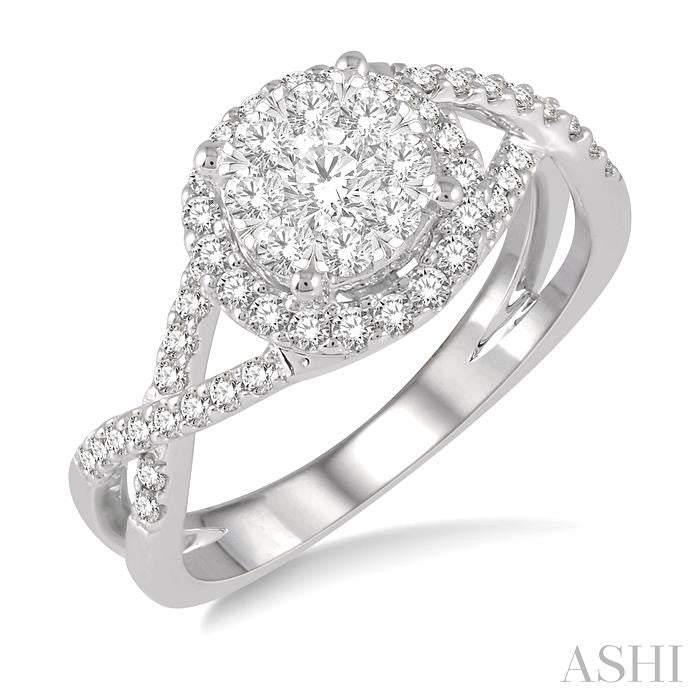 3/4 Ctw Shine Bright Round Cut Diamond Engagement Ring in 14K White Gold