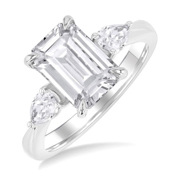 Emerald Shape Semi-Mount Diamond Engagement Ring