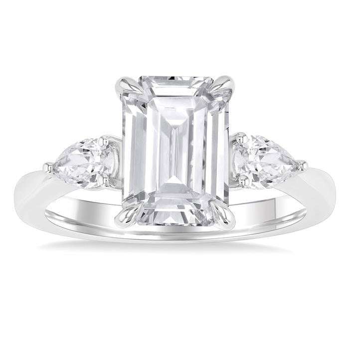 Emerald Shape Semi-Mount Diamond Engagement Ring
