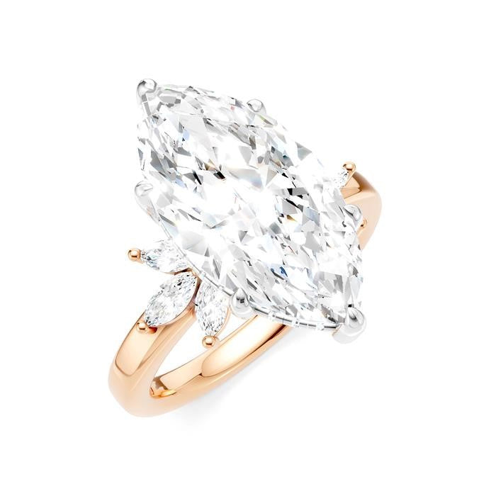 5/8 Ctw Akari Marquise and Round Cut Diamond Semi-Mount Engagement Ring in 14K Rose and White Gold