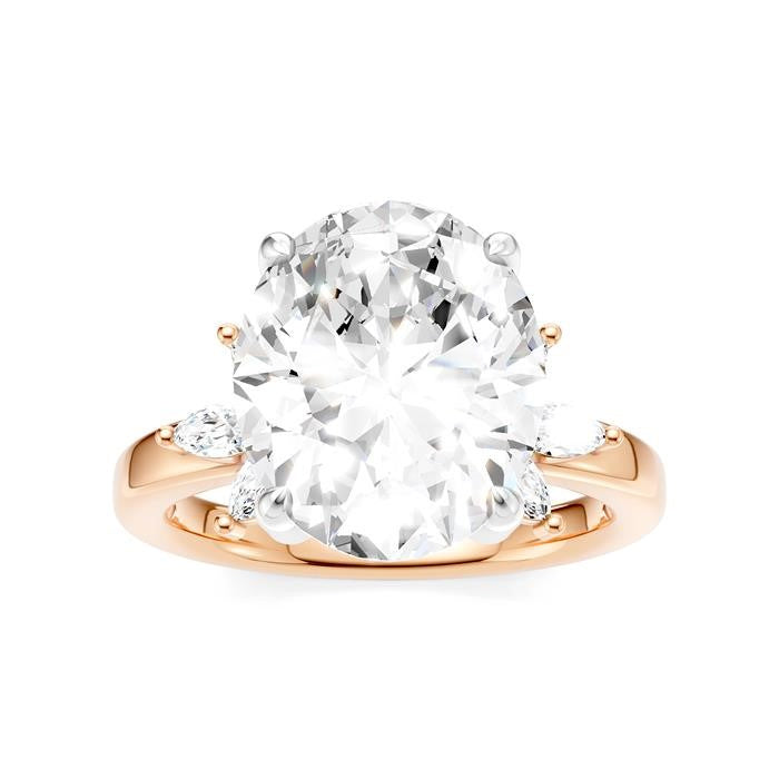 5/8 Ctw Akari Oval Shape Marquise and Round Cut Diamond Semi-Mount Engagement Ring in 14K Rose and White Gold