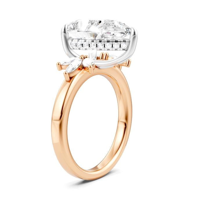 5/8 Ctw Akari Pear Shape Marquise and Round Cut Diamond Semi-Mount Engagement Ring in 14K Rose and White Gold