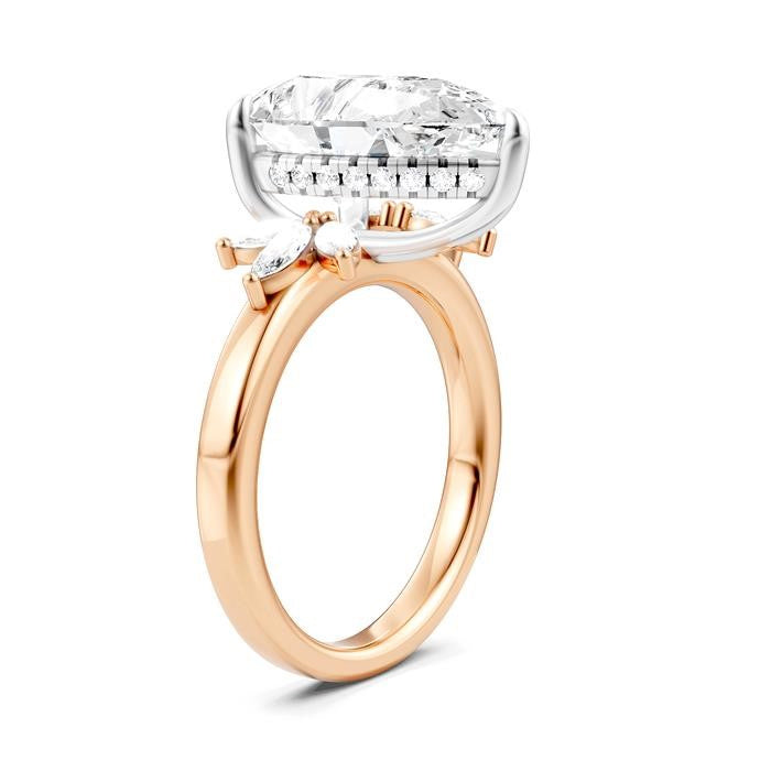 5/8 Ctw Akari Pear Shape Marquise and Round Cut Diamond Semi-Mount Engagement Ring in 14K Rose and White Gold