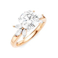 1/2 Ctw Akari Circular Shape Marquise and Round Cut Diamond Semi-Mount Engagement Ring in 14K Rose and White Gold