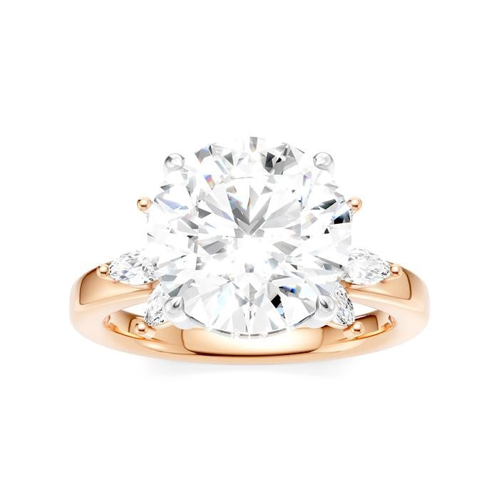 1/2 Ctw Akari Circular Shape Marquise and Round Cut Diamond Semi-Mount Engagement Ring in 14K Rose and White Gold
