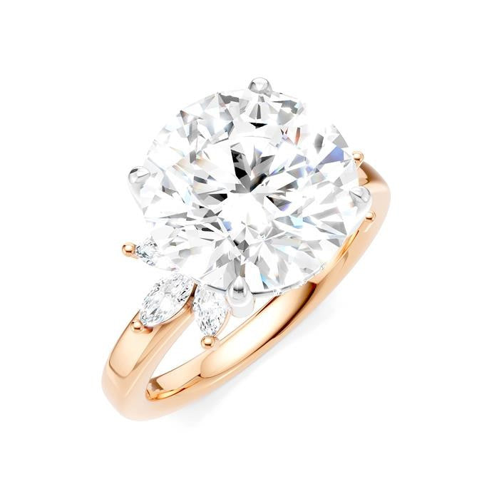 1/2 Ctw Akari Circular Shape Marquise and Round Cut Diamond Semi-Mount Engagement Ring in 14K Rose and White Gold