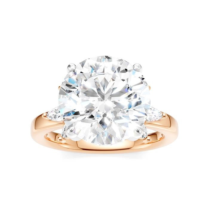 1/2 Ctw Akari Circular Shape Marquise and Round Cut Diamond Semi-Mount Engagement Ring in 14K Rose and White Gold