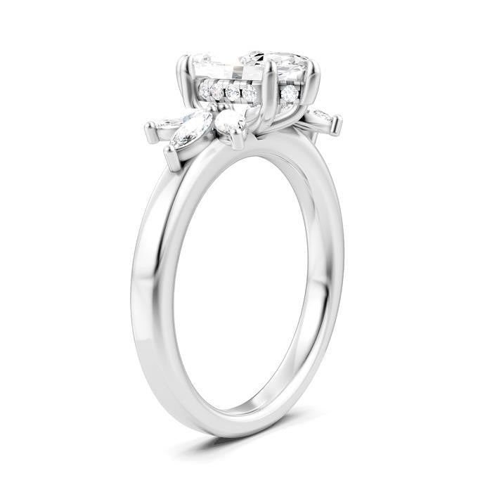 1/2 Ctw Akari Marquise and Round Cut Diamond Semi-Mount Engagement Ring in 14K White Gold