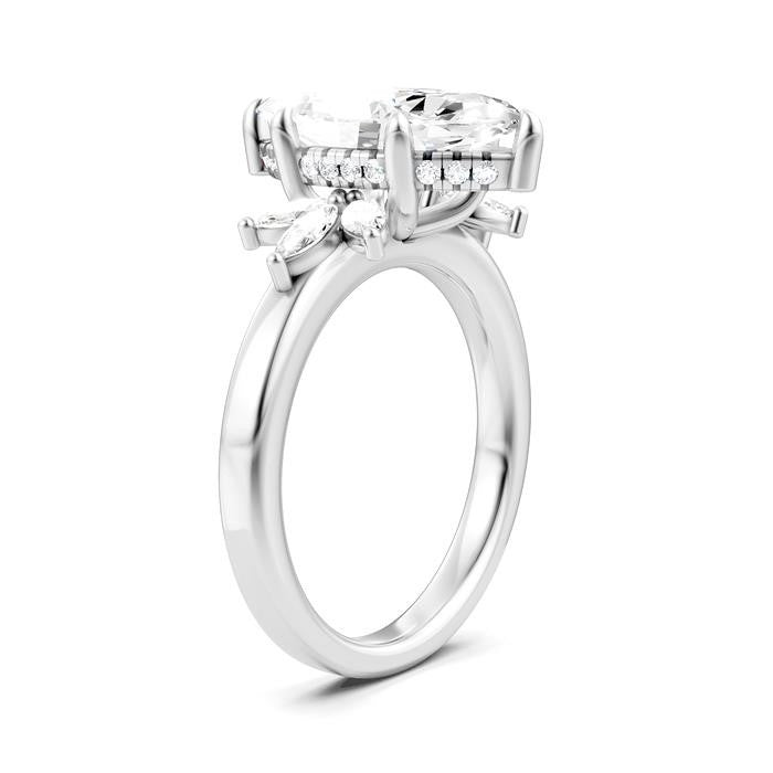1/2 Ctw Akari Marquise and Round Cut Diamond Semi-Mount Engagement Ring in 14K White Gold