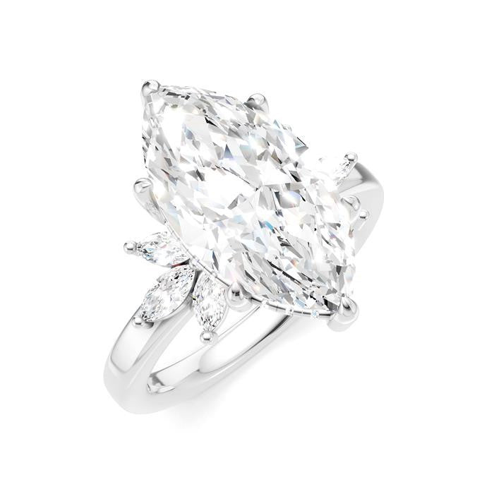 5/8 Ctw Akari Marquise and Round Cut Diamond Semi-Mount Engagement Ring in 14K White Gold