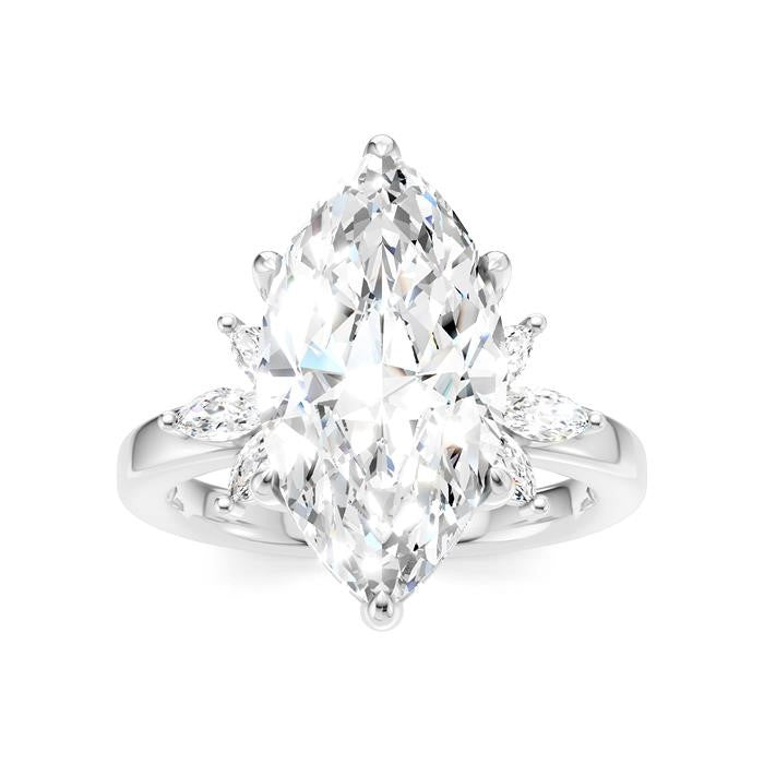 5/8 Ctw Akari Marquise and Round Cut Diamond Semi-Mount Engagement Ring in 14K White Gold