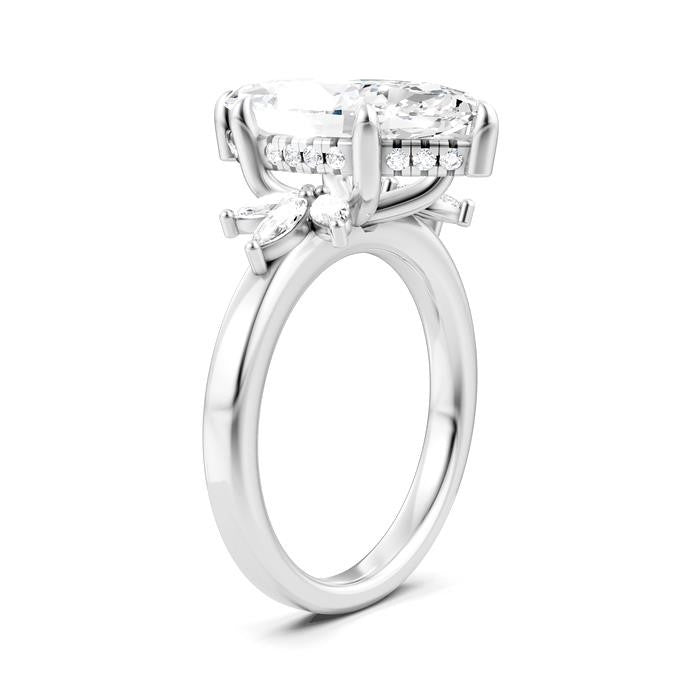 5/8 Ctw Akari Marquise and Round Cut Diamond Semi-Mount Engagement Ring in 14K White Gold