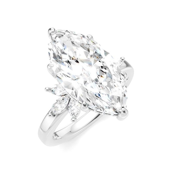 5/8 Ctw Akari Marquise and Round Cut Diamond Semi-Mount Engagement Ring in 14K White Gold