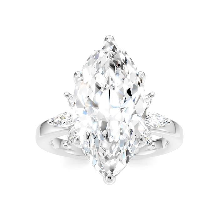5/8 Ctw Akari Marquise and Round Cut Diamond Semi-Mount Engagement Ring in 14K White Gold