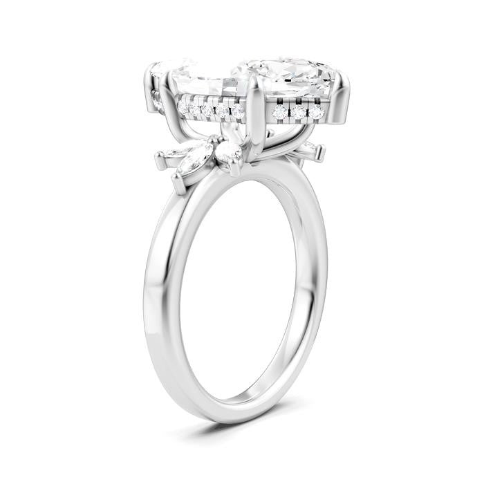 5/8 Ctw Akari Marquise and Round Cut Diamond Semi-Mount Engagement Ring in 14K White Gold