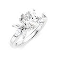 1/2 Ctw Akari Oval Shape Marquise and Round Cut Diamond Semi-Mount Engagement Ring in 14K White Gold