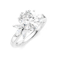 1/2 Ctw Akari Oval Shape Marquise and Round Cut Diamond Semi-Mount Engagement Ring in 14K White Gold