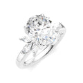 1/2 Ctw Akari Oval Shape Marquise and Round Cut Diamond Semi-Mount Engagement Ring in 14K White Gold