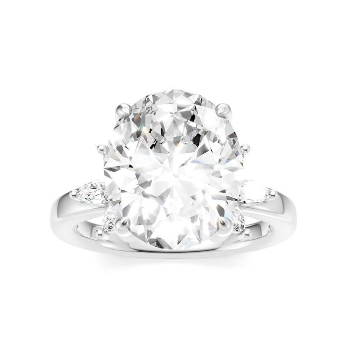 5/8 Ctw Akari Oval Shape Marquise and Round Cut Diamond Semi-Mount Engagement Ring in 14K White Gold