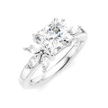 1/2 Ctw Akari Princess Shape Marquise and Round Cut Diamond Semi-Mount Engagement Ring in 14K White Gold