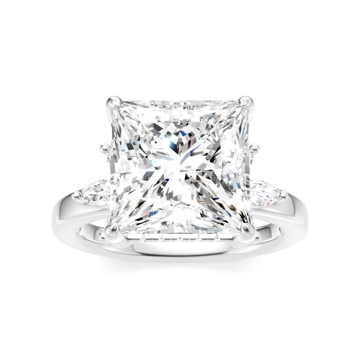 5/8 Ctw Akari Princess Shape Marquise and Round Cut Diamond Semi-Mount Engagement Ring in 14K White Gold