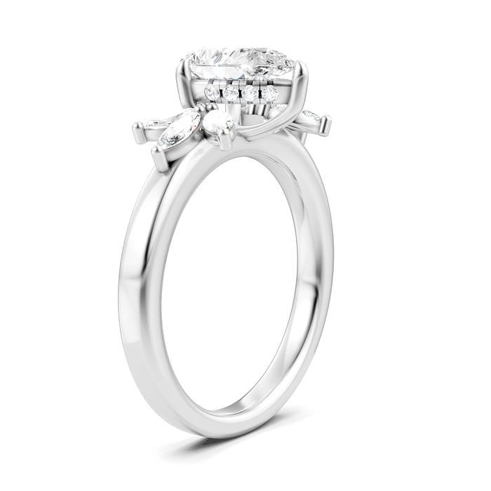 1/2 Ctw Akari Pear Shape Marquise and Round Cut Diamond Semi-Mount Engagement Ring in 14K White Gold