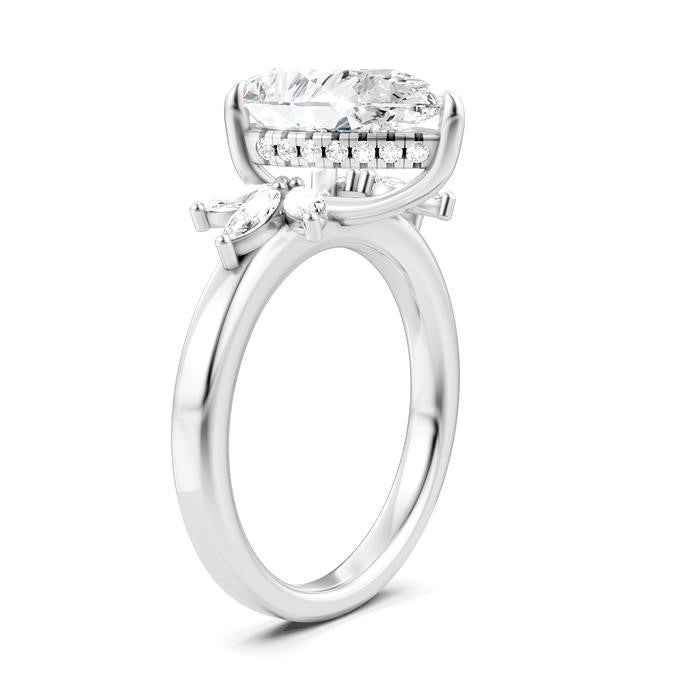 5/8 Ctw Akari Pear Shape Marquise and Round Cut Diamond Semi-Mount Engagement Ring in 14K White Gold
