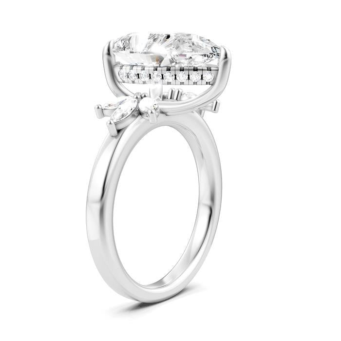 5/8 Ctw Akari Pear Shape Marquise and Round Cut Diamond Semi-Mount Engagement Ring in 14K White Gold