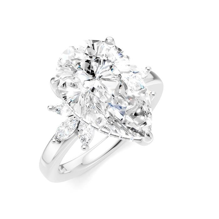 5/8 Ctw Akari Pear Shape Marquise and Round Cut Diamond Semi-Mount Engagement Ring in 14K White Gold