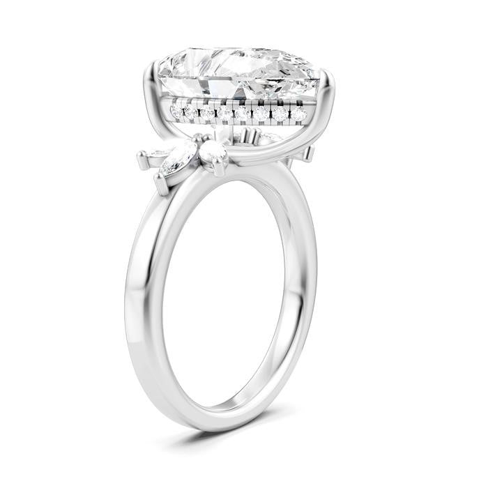 5/8 Ctw Akari Pear Shape Marquise and Round Cut Diamond Semi-Mount Engagement Ring in 14K White Gold