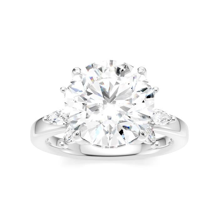 1/2 Ctw Akari Circular Shape Marquise and Round Cut Diamond Semi-Mount Engagement Ring in 14K White Gold