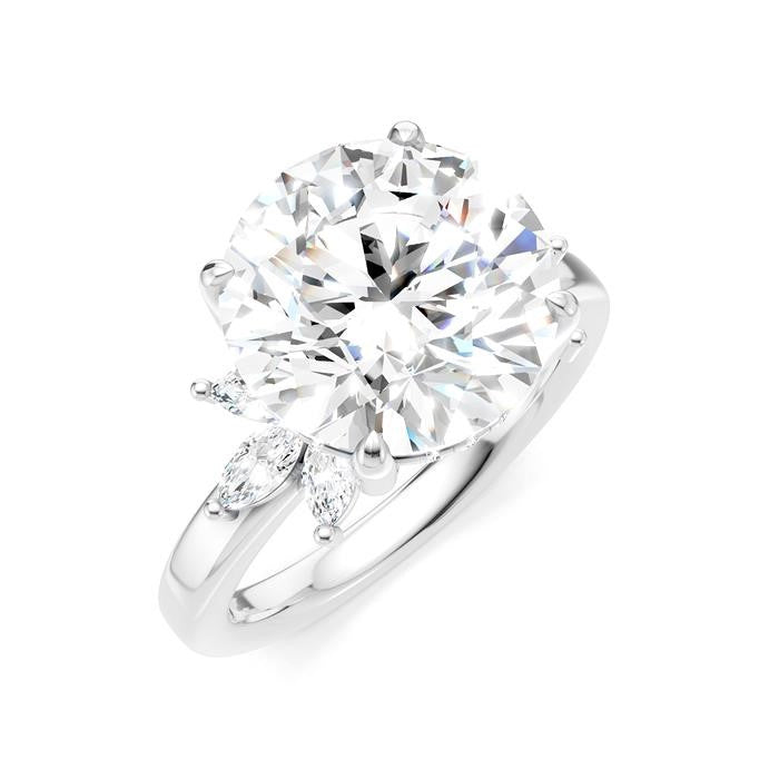 1/2 Ctw Akari Circular Shape Marquise and Round Cut Diamond Semi-Mount Engagement Ring in 14K White Gold