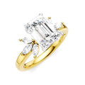 1/2 Ctw Emerald Shape Marquise and Round Cut Diamond Semi-Mount Engagement Ring in 14K Yellow and White Gold
