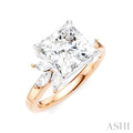 1/2 Ctw Akari Princess Shape Marquise and Round Cut Diamond Semi-Mount Engagement Ring in 14K Rose and White Gold