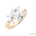 1/2 Ctw Akari Pear Shape Marquise and Round Cut Diamond Semi-Mount Engagement Ring in 14K Rose and White Gold
