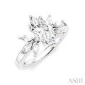 1/2 Ctw Akari Marquise and Round Cut Diamond Semi-Mount Engagement Ring in 14K White Gold