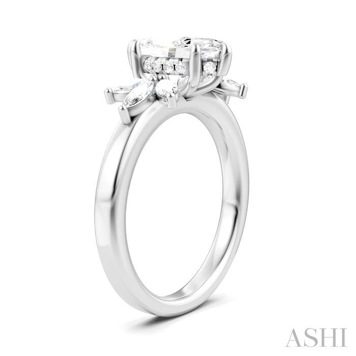 1/2 Ctw Akari Marquise and Round Cut Diamond Semi-Mount Engagement Ring in 14K White Gold
