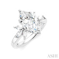 1/2 Ctw Akari Marquise and Round Cut Diamond Semi-Mount Engagement Ring in 14K White Gold