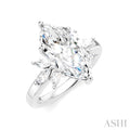 1/2 Ctw Akari Marquise and Round Cut Diamond Semi-Mount Engagement Ring in 14K White Gold