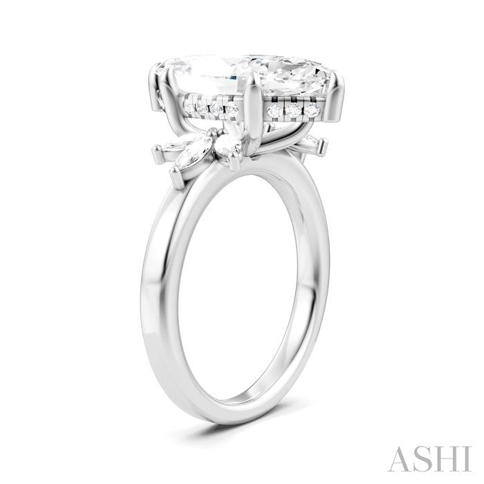 5/8 Ctw Akari Marquise and Round Cut Diamond Semi-Mount Engagement Ring in 14K White Gold