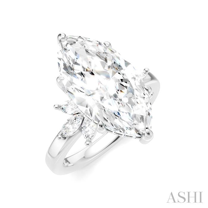 5/8 Ctw Akari Marquise and Round Cut Diamond Semi-Mount Engagement Ring in 14K White Gold