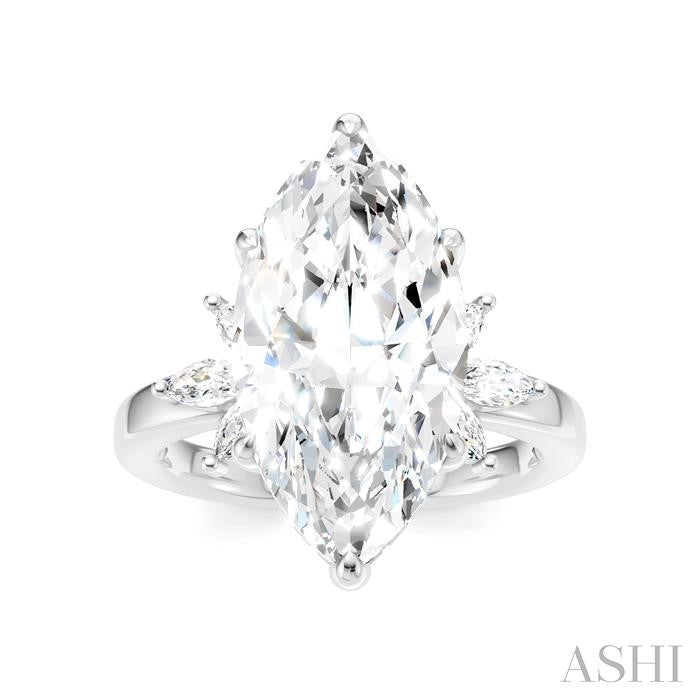 5/8 Ctw Akari Marquise and Round Cut Diamond Semi-Mount Engagement Ring in 14K White Gold