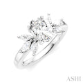 1/2 Ctw Akari Oval Shape Marquise and Round Cut Diamond Semi-Mount Engagement Ring in 14K White Gold