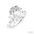 5/8 Ctw Akari Oval Shape Marquise and Round Cut Diamond Semi-Mount Engagement Ring in 14K White Gold